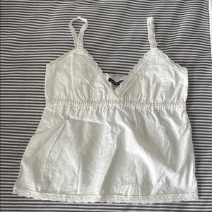 Brandy Melville White Lace Trim Top